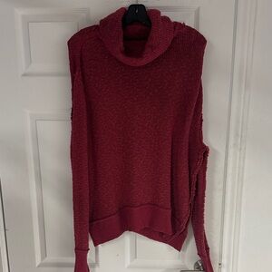 Free People Burgundy Cowl Neck Sweater